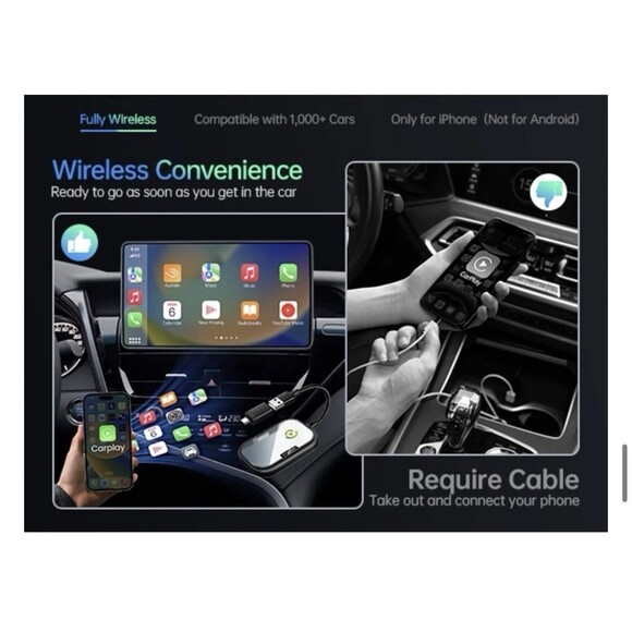 Wireless CarPlay Adapter for Apple iPhone, Converts Factory Wired CarPlay to - Picture 7 of 12